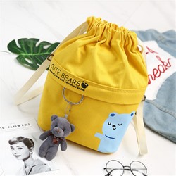 Рюкзак на шнуровке, арт Р94, цвет: Cute bear жёлтый с брелком