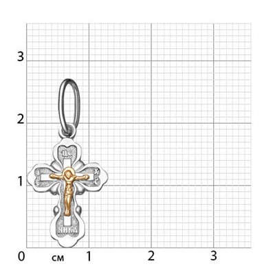 094-08 Крест комбинированый серебро+золото штампованный
