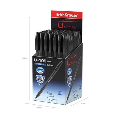 Ручка шариковая Erich Krause U-108 Original Stick 1.0, Ultra Glide Technology, черная