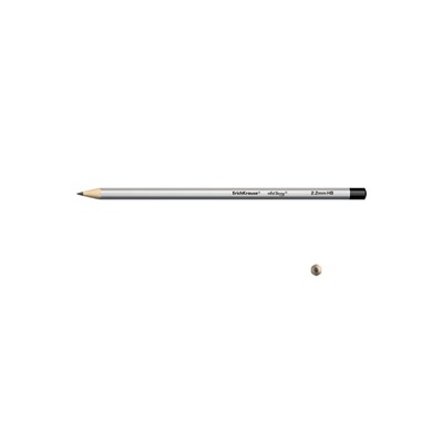 Набор карандашей чернографитных разной твердости 3 штуки Erich Krause,  грифель d=2.2 мм, шестигранные, серебро, в в блистерее