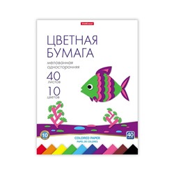 Бумага цветная А4, 10 цветов, 40 листов, ErichKrause, односторонняя, мелованная, на склейке, плотность 80 г/м2, схема поделки