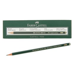 Карандаш художественный чёрнографитный Faber-Castel CASTELL® 9000 профессиональные B зелёный