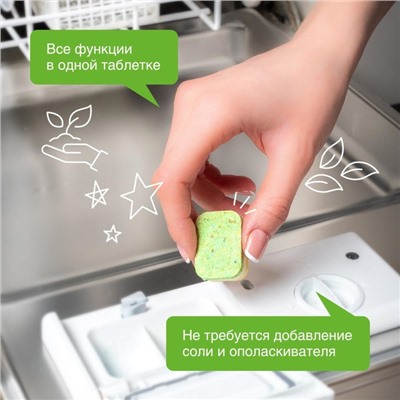Таблетки для посудомоечных машин Synergetic, бесфосфатные,биоразлагаемые, 55 шт