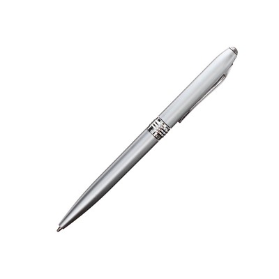 Ручка шариковая, поворотная, под логотип, корпус серебристый металлик