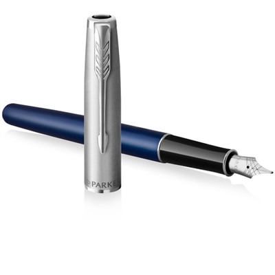 Ручка перьевая Parker Sonnet Sand Blasted Metal&Blue Lacquer, 0.8мм, черн, под/уп 2146747