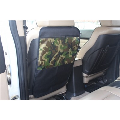 Защита для спинки сиденья + Органайзер для автомобиля, 1 карман под замком, Камуфляж лес