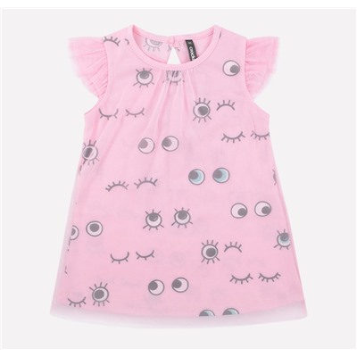 Платье для девочки Crockid К 5546 розовое облако, глазки