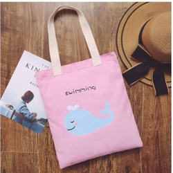 Холщовая сумка, арт Б262, цвет: розовый кит