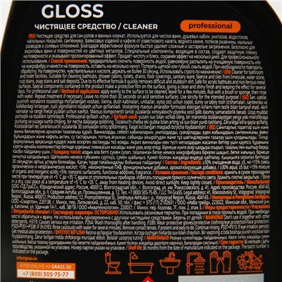 Средство для чистки туалетов Gloss Professional, 600 мл