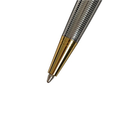 Ручка подарочная шариковая в кожзам футляре поворотная ПБ S,корпус серебро/золото