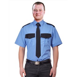 Рубашка ОХРАННИКА в заправку цв.Голубой короткий рукав