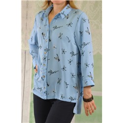 Блуза 427-15 голубая/стрекоза