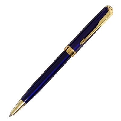 Ручка подарочная шариковая Calligrata, в кожзам футляре ПБ S, поворотная, корпус синий с золотом