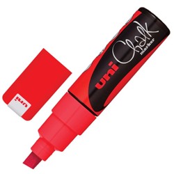 Маркер меловой UNI "Chalk", 8 мм, влагостираемый, для гладких поверхностей, красный, PWE-8K RED