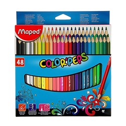 Карандаши трёхгранные, 48 цветов, Maped Color Peps, ударопрочный грифель