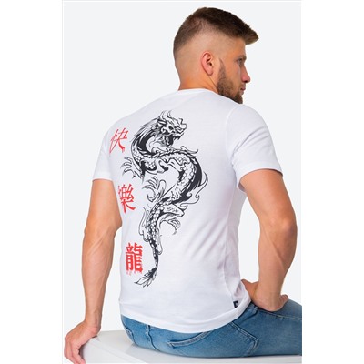 Мужская хлопковая футболка с принтом дракон Happy Fox