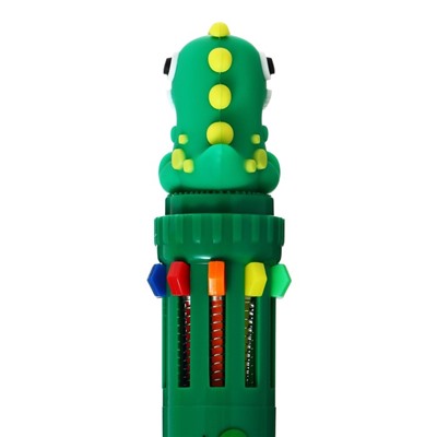 Ручка шариковая автоматическая 10-ти цветная, стержень 0,7 мм, "Дино", МИКС