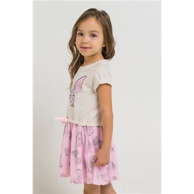 Платье для девочки Crockid К 5659 светло-бежевый меланж, нежно-розовый