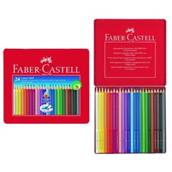 Карандаши 24 цвета Faber-Castell GRIP 2001 трёхгранные, в металлической коробке