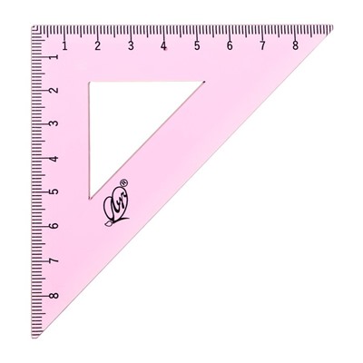 Набор чертёжный 4 предмета (линейка 15 см, угольник 30 °/ 60 °, 10 см; угольник 45 °/ 45 °, 8 см; транспортир 180 °, 9 см), прозрачный розовый