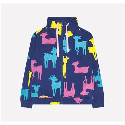 Куртка для девочки Crockid К 300731 ультрамарин, оленята к1238
