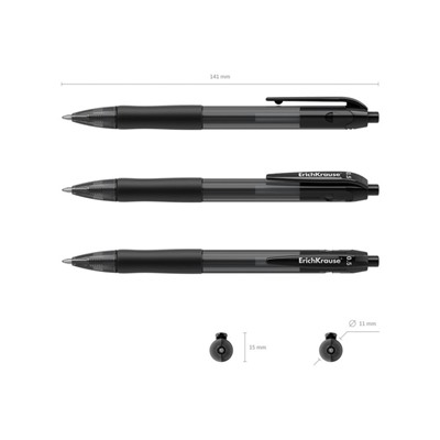 Ручка гелевая автоматическая, ErichKrause, Smart-Gel, узел 0.5 мм, резиновый держатель, точное и быстрое письмо без усилий, стержень чёрный