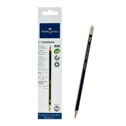 Карандаш чёрнографитный Faber-Castell GOLDFABER 1222 B, с ластиком, шестигранный, цена за 1 штуку