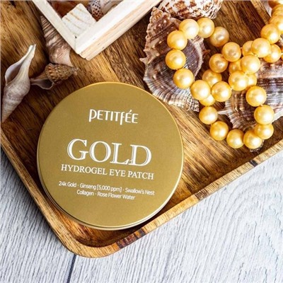 Патчи гидрогелевые с золотом Petitfee Gold Hydrogel Eye Patch 5+ golden complex (60шт)