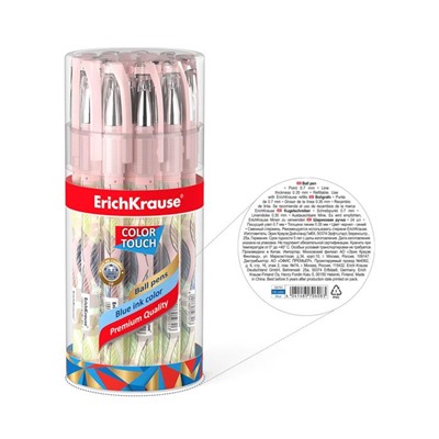 Ручка шариковая ErichKrause ColorTouch Flora, узел 0.7 мм, чернила синие