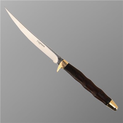 Нож разделочный "Скорпион" с чехлом, сталь - 65х13, рукоять - дерево, 14.5 см