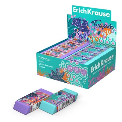 Ластик ErichKrause "Tropical", 60 х 25 х 10 мм, микс