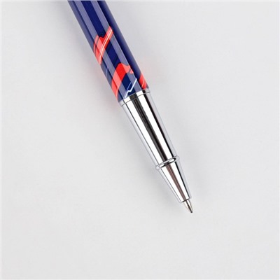 Ручка металл с колпачком «Спорт российский», фурнитура серебро, 1.0 мм