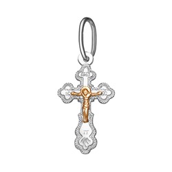 182-08 Крест комбинированый серебро+золото штампованный