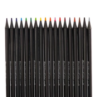 Карандаши цветные 18 цветов BlackWoodColor, пластиковые, трёхгранные, МИКС