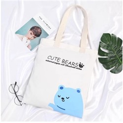 Холщовая сумка, арт Б262, цвет: белый милый медведь