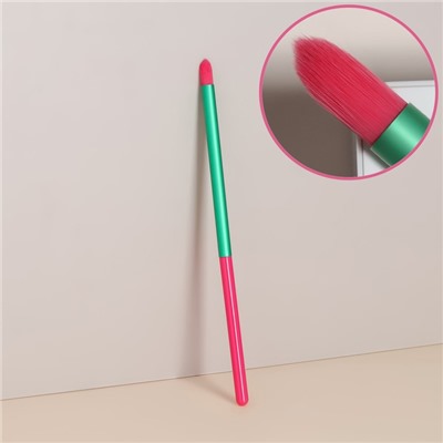 Кисть для макияжа «PENCIL», 16 см, цвет розовый/зелёный