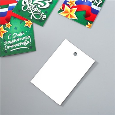 Бирка картон "23 февраля. Флаг" набор 10 шт (5 видов) 4х6 см
