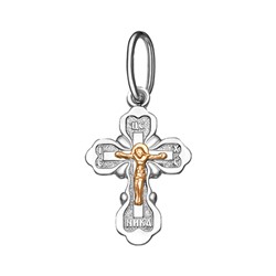 094-08 Крест комбинированый серебро+золото штампованный