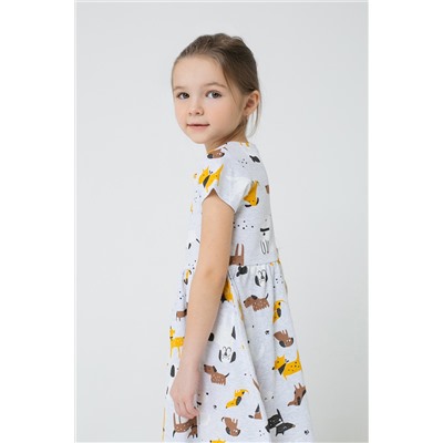 Платье для девочки Crockid К 5644 светло-серый меланж, собачки к1272