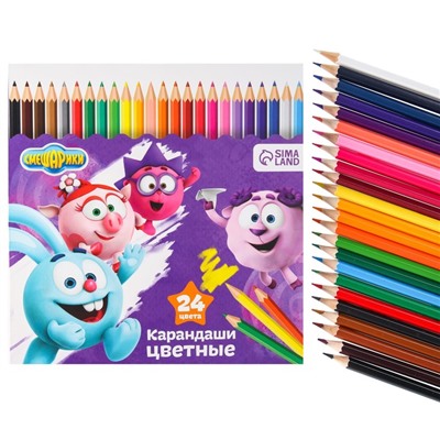 Цветные карандаши, 24 цвета, шестигранные, Смешарики