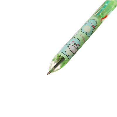 Ручка шариковая автоматическая многоцветная 4 цвета, "Животные", МИКС