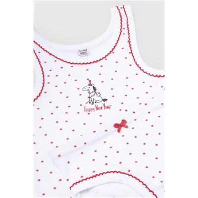 Комплект для девочки Crockid К 1064 красные звездочки на белом