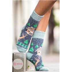 Бабушкины носки, Женские шерстяные носки с новогодним рисунком