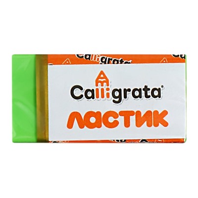 Ластик прямоугольный в бумажном держателе Calligrata,  МИКС