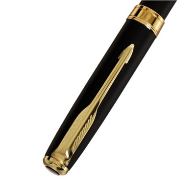 Ручка подарочная шариковая Calligrata, в кожзам футляре, ПБ S, поворотная, корпус черный/золото