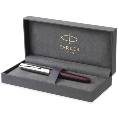 Ручка перьевая Parker 51 Core Burgundy CT F, корпус из нержавеющей стали/пластик, чёрные чернила