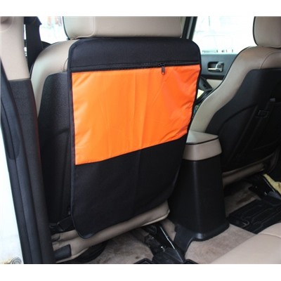 Защита для спинки сиденья + Органайзер для автомобиля, 1 карман под замком, Оранжевый