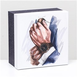 Подарочная коробка "Неповторимому",квадратная ,19 х 19 х 10 см