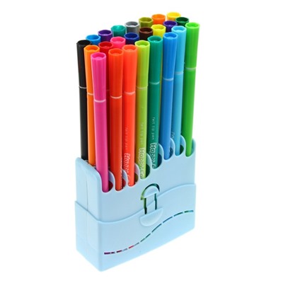 Фломастеры 24 цвета HappyColor, на водной основе, в пластиковом пенале, МИКС