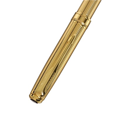 Ручка подарочная шариковая Calligrata, в кожзам футляре ПБ S, поворотная, корпус золотистый